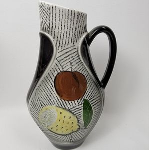 1950s Wales Pottery Pitcher Lemon Apple Fruit Japan